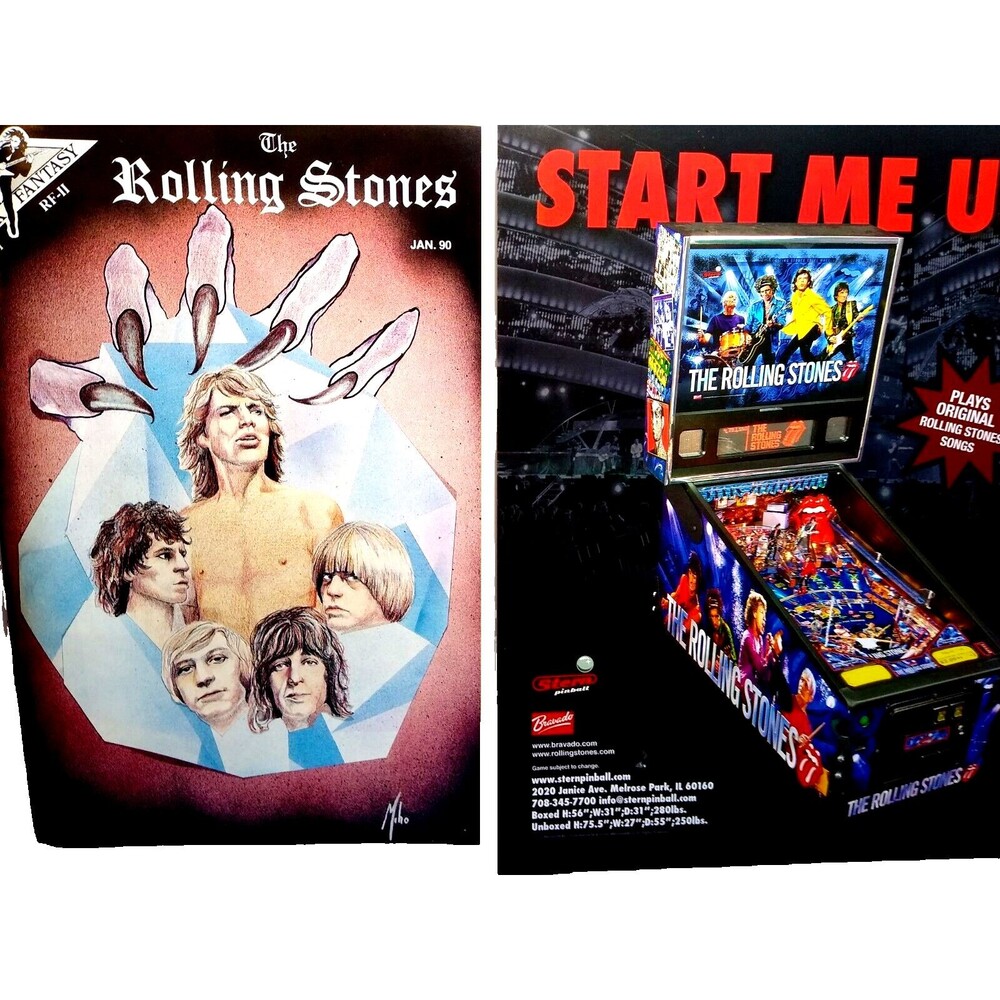 The ROLLING STONES Collectors Set Pinball Machine Flyer And Rock Comic Book Lot